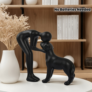 1Pc Resin Cute Puppy And Owner Craft Figurine Desktop Ornament Statue Model Indoor Home Office Decoration Pet Sculpture For Gift