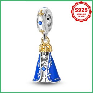 Mặt Dây Chuyền Bạc 925 Sterling Hình Đức Mẹ Maria Dùng Làm Đồ Trang Sức Tự Chế Thiết Kế Tôn Giáo Cổ Điển Đính Zircon Phụ Kiện Làm Vòng Tay/dây Chuyền