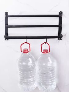 [OKLIFE. SG]Wall-mounted/black towel rack/with Hooks/Towel Rack/Towel Hanger/Wall Hanging