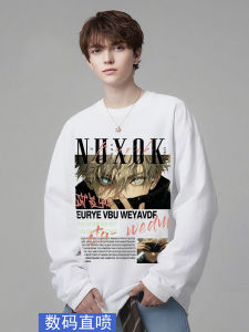 Áo Thun Nam Cổ Tròn Tay Dài Cotton Phong Cách Mỹ Thường Ngày Mùa Xuân Thu in Họa Tiết Hoạt Hình Thoải Mái