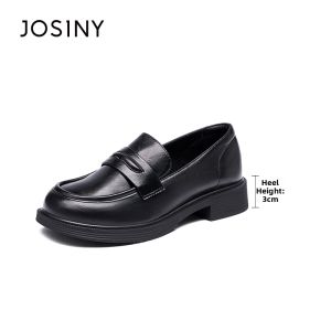 Josiny | Black Flat Loafer Shoes for Women