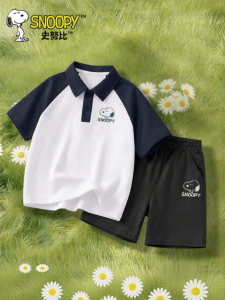 Snoopy | Bộ Đồ Bé Trai Mùa Hè Áo Polo và Quần Short Cotton