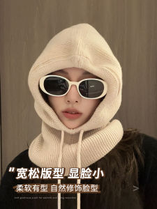 Balaclava Womens Fall and Winter New Arrival Knitted Hat Big Head Circumference Cold-Proof Warm Woolen Hat Earflaps Head-Wrapping Cap