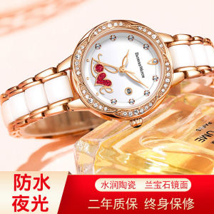 New 2025 Ladies Ceramic Watch High Quality Waterproof Night Light Luxury Minimalist Stainless Steel Band round Face Quartz Movement