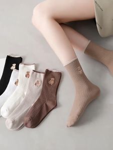 FR-P568 Kaos Kaki Wanita Korea Motif Beruang Panjang Setinggi Betis / Kaus Kaki Ankle Karakter Cute Bear Fashion Korean Style Socks