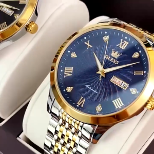 OLEVS Jam Tangan Automatic Pria Fashion Bisnis Stainless Steel Kalender Analog Luminous Men Watch 6630