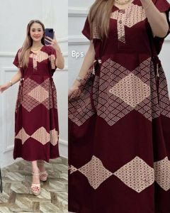LALISA DRESS FUJI MOTIF BUNGA DASTER KEKINIAN KERUT DADA RAYON PREMIUM