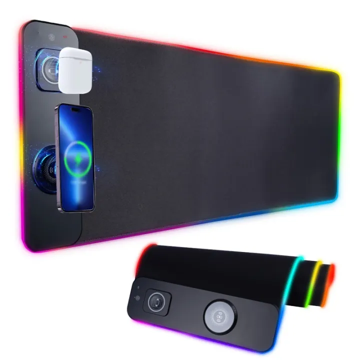 Wireless Charging Mouse Pad RGB 3 IN 1 Magnetic Charger Desk Mat Mouse Pad For Mobile Phone Watch Headphone Desktop Laptop Mat