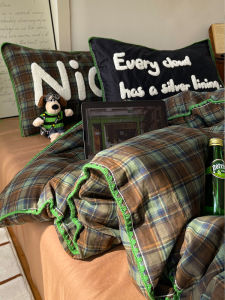 Nordic Ins Style Thickened Pure Cotton Double Layered Gauze Bedding Set Three Piece Four Piece Set Bed Sheet Bed Skirt Duvet Cover