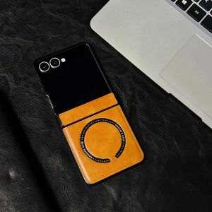 szhaiyu | Luxury Magnetic Retro Leather Phone Case for Samsung Galaxy Z Flip 8 7 6 5 4 Flip8 Flip7 FE with Hinge Protective Cover