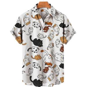 2026 Mens One Button Short Sleeve Casual 3D Digital Printed Shirt Trendy Loose Plus Size 5XL