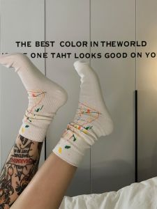 Ijio Splash-Ink Art Socks Stylish Street Trendy Ins Style Mens and Womens Sports Tie-Dye Pure Cotton Socks