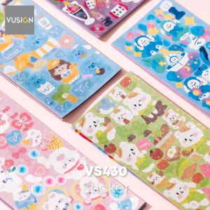 Vusign Deli Cartoon Sticker Momo / Stiker Kartun Hologram Korea 10 lembar VS430X