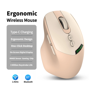 NexusClick 2026 Ergonomic Wireless Mouse With Screen displayDual Mode Silent Click DPI Adjustable Gaming Mice For PC Office IOS