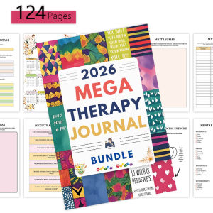 MEGA THERAPY JOURNAL Sổ Nhật Ký Trị Liệu Tâm Lý Sổ Ghi Chép Sổ Tay Giấy Trắng Bìa Mỏng Kiểu Dáng Lưới 124 Trang