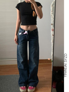 กางเกงยีนส์ทรงตรงเอวต่ำ ทรงหลวม ทรงสลิมฟิต กางเกงขายาวทรงยาว ทรงเรโทร ทรงลำลอง ฤดูใบไม้ผลิ 2025 สำหรับผู้หญิง