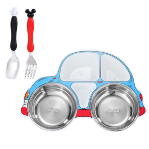 Children Airplane Dinner Plate 304 Stainless Steel Spoon Fruit Salad Plate Reusable Divided Dinner Plates For Kitchen Tableware