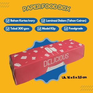 50 PCS Paper Food Box Box Kertas Untuk Sosis Bakar Corndog Motif Warna Merah