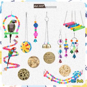Super Large 10 IN 1 Parrot Bird Colorful Bead Toys Hanging Climbing Ladders Swing Stand Bell String Parrot Bird House Toy