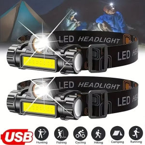XP-G Q5 Headlamp Head Lamp Headlight Waterproof 2500lm Cob Led Built in Usb Rechargeable 14500 Battery Working Light