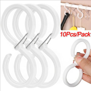 10pcs Windproof S-Type Hook / Homehold Curtain Hanger / Portable S Shaped Windproof Lock Hook / Clothes Towels Closet Rod Plastic Hanger Hooks / Multi-Function Hanger Clip with Lock