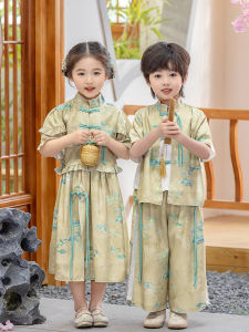 High-End Chinese Traditional Performance Clothes for Children Summer Tang Suit Hanfu Girls Ancient Costume Baby Boy Girl Outfits