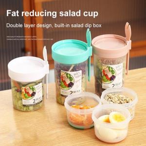 Breakfast Oatmeal Cereal Seal Salad Cup Portable Two-layers Cup Container with Fork Cup Lid Tuppers Food Taper Bowl Lunch Box