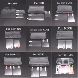 Plastic Clear Crystal Shell Skin Case Cover For New 2DS 3DS XL LL NDSL For DSi NDSi XL LL Screen Protective Film