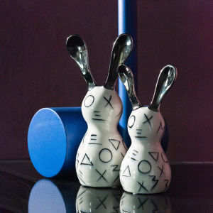 Dnnni ของตกแต่งสร้างสรรค์เซรามิครูปกระต่ายสัญลักษณ์ห้องตัวอย่างบ้านห้องเด็กตกแต่งแบบตั้งโต๊ะห้องนอนห้องตัวอย่าง