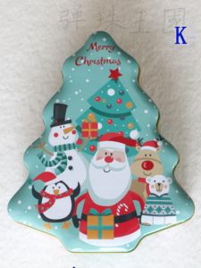 Santa Claus Christmas Tree Shaped Iron Box Storage Box with Lid Upper And Lower Cover Glass Beads Storage Organizer Box