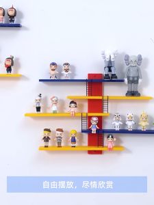 【Gift Town】5 Layers Blind Box Wall Hanging Rack for Pop-Mart Doll Storage Display Rack Colorful Stepped Ladder Type Action Figure Organizer