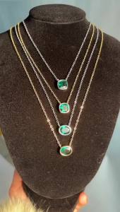 Waterproof New Fashion Green Zircon Oval Crystal Pendant Necklaces For Women Trendy Gold Plated Female Clavicle Chain Jewelry
