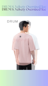 DRUM S. Velvety Oversized Tee- Light Pink/Light Blue