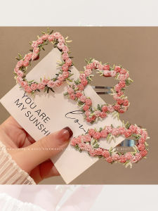 Pink Flower Childrens Hair Clips Girls 2025 New BB Clips Baby Hair Cards Edge Hair Clips Korean Style Fresh out Fashion Accessories