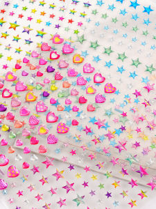 3D Crystal Stickers Heart Star Design Children Girls Water Cup Guka Decoration Paper Craft Business Supplies Basic Packaging