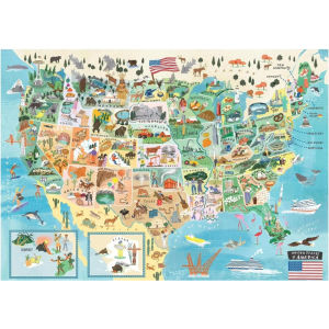Map United States 500/1000/1200/2000PCS Art Jigsaw Puzzles Brain Training Challenging Educational Toys for Adults