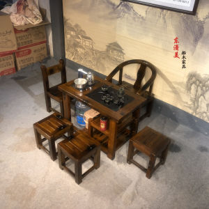 Old Ship Wood Tea Table Solid Wood For Home Small Tea Table Kung Fu Tea Table Minimalist Small Apartment Balcony Leisure Chair Combination