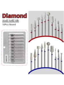 10Pcs 3/32" Diamond Nail Drill Bits – Rotary Milling Cutters for Electric Manicure & Cuticle Removal