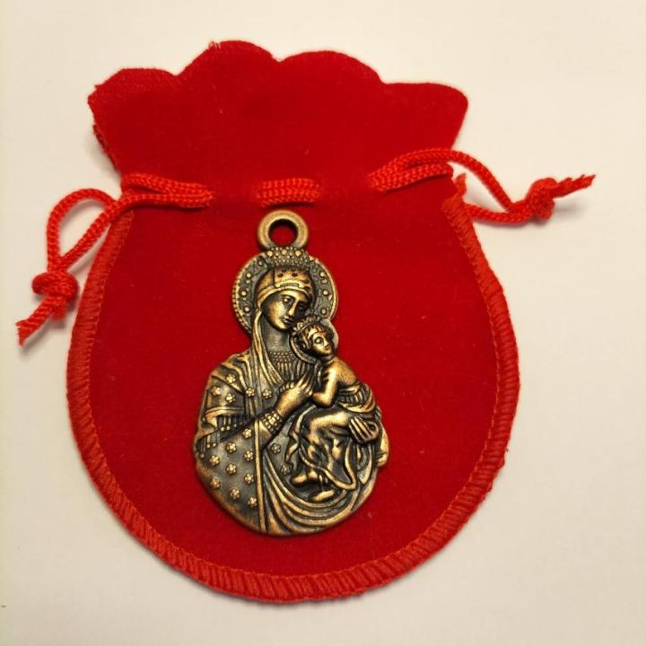 Our Lady Perpetual help Center Medal Pendant with Pouch and black string  Lazada PH