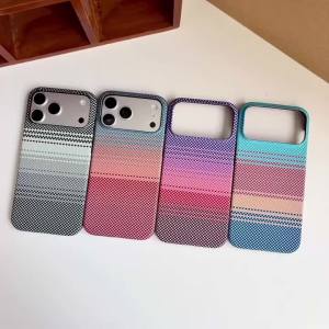 For MagSafe Kevlar Pattern Ultra Thin Phone Case For iPhone 18 17 16 15 Pro Max Wireless Charging Gradient Protection Back Cover