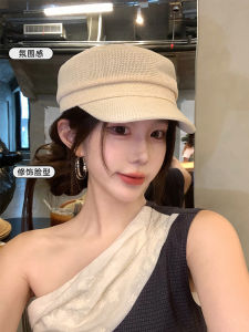 Ladies Summer 2025 New Style Linen Octagonal Beret Hat Thin Versatile Face Slimming Vintage Flat Top Beret Hat Casual Breathable