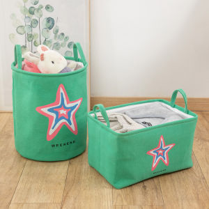 Homenhome Cartoon thickened cloth colorful star toy plush doll storage basket