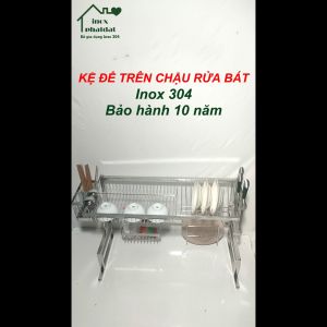 Kệ chén bát trên bồn rửa INOX 304 PHÁT ĐẠT kệ úp chén thông minh trên chậu rửa kệ đa năng 1 tầng (SP106)