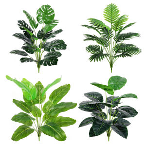 Indoor Office Decorative Faux Green Plant Monstera Deliciosa Bouquet Potted Green Ivy Home Desktop Decoration Silk Flower Arrangement