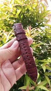 Strap Kulit Jam Tangan Crazy Horse Motif Croco Coklat Garansi 1 Tahun