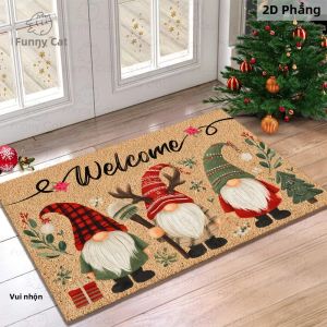 Thảm Chùi Chân Giáng Sinh Vui Vẻ Thảm Flannel Thấm Hút Nước Có Thể Giặt Bằng Máy Phong Cách Hiện Đại Thảm Trang Trí Cho Lối Vào Phòng Tắm