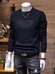 Fleece Lined Mens Hoodie Long Sleeve round Neck Casual Base Shirt Trendy Korean Style Autumn Winter New Arrival Youth Fashion