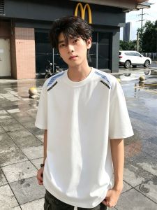 OUMULONG | Embroidery White T-shirt Short Sleeve