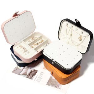Portable Jewelry Storage Box Travel Organizer Jewelry Case Leather Storage Earrings Necklace Ring Jewelry Organizer Display