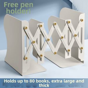 Extendable Bookend with Pencil Holder Desktop Storage Shelf